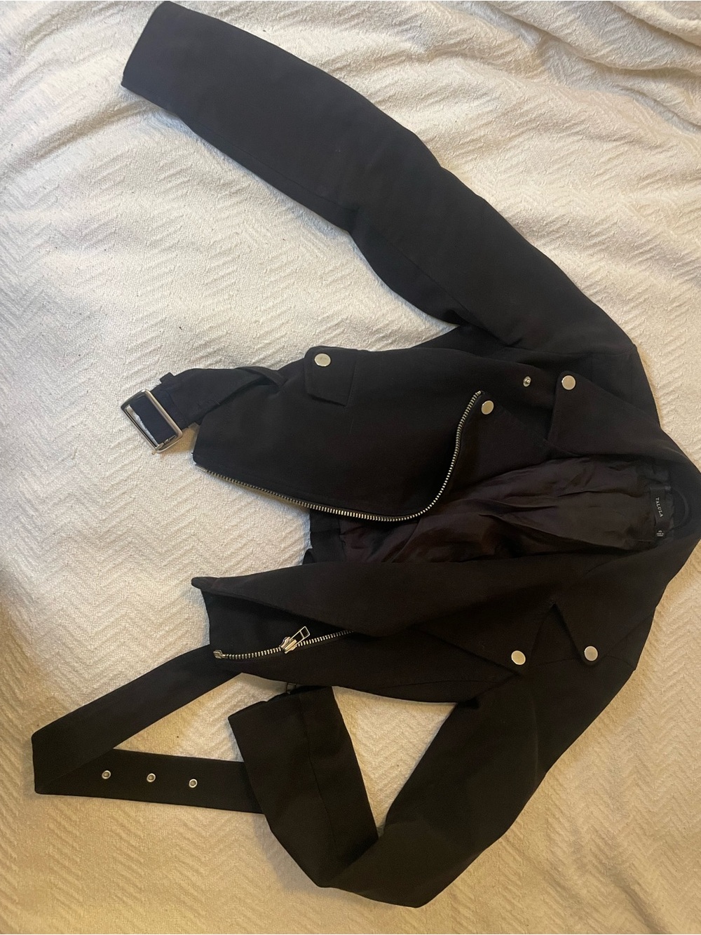 Aritzia Black Cropped Moto Jacket with Belt